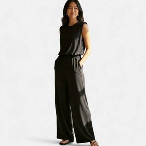 Theory Ribbed Waist-Band Full-Length Romper Size Small